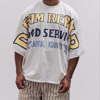 Kapital Jersey Huge-T (Denim Repair) Unisex, White