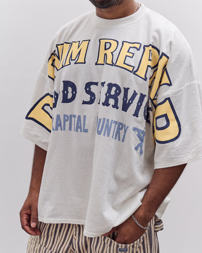 Kapital Jersey Huge-T (Denim Repair) Unisex, White