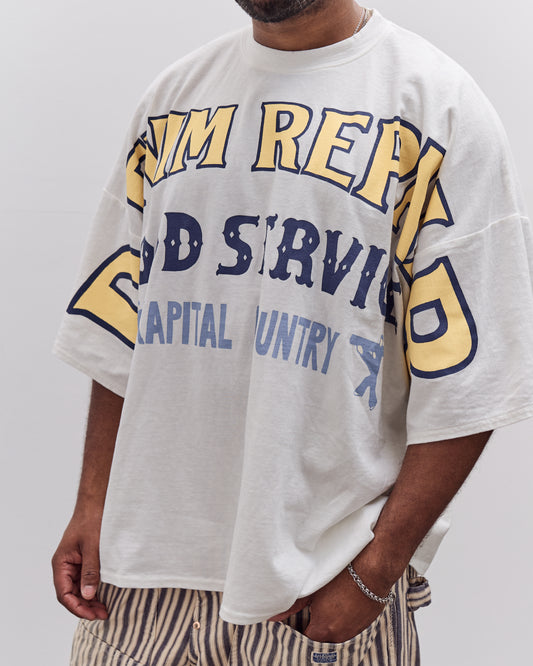 Kapital Jersey Huge-T (Denim Repair) Unisex, White