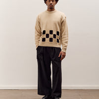 Kapital 7G Wool Windowpane Big Sweater Unisex, Ecru