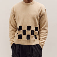 Kapital 7G Wool Windowpane Big Sweater Unisex, Ecru