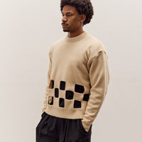 Kapital 7G Wool Windowpane Big Sweater Unisex, Ecru