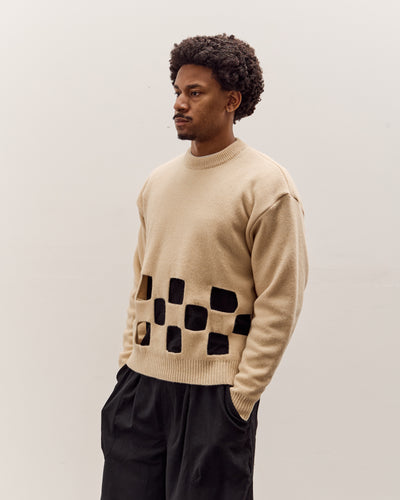 Kapital 7G Wool Windowpane Big Sweater Unisex, Ecru