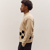 Kapital 7G Wool Windowpane Big Sweater Unisex, Ecru