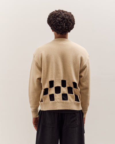 Kapital 7G Wool Windowpane Big Sweater Unisex, Ecru