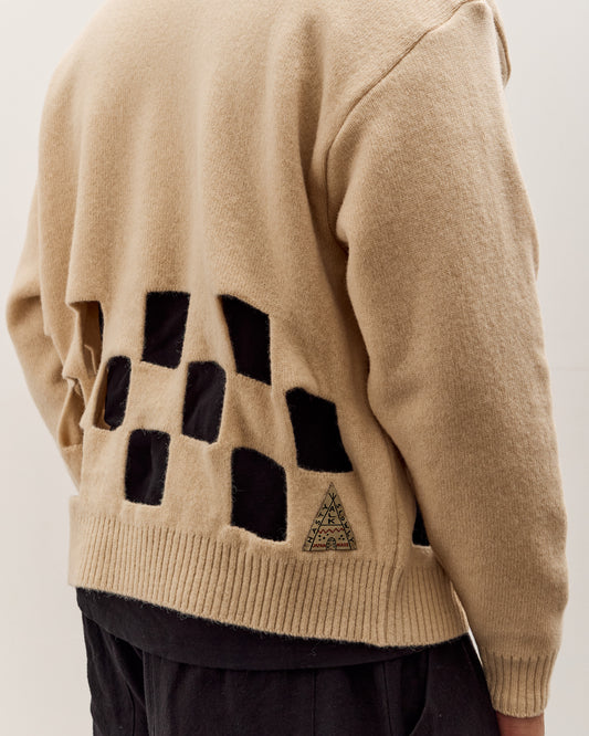 Kapital 7G Wool Windowpane Big Sweater Unisex, Ecru