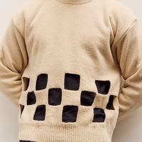 Kapital 7G Wool Windowpane Big Sweater Unisex, Ecru