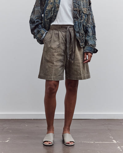 Canvas Easy Short Trouser (Center Pleated), Dark Khaki