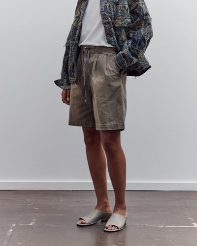 Canvas Easy Short Trouser (Center Pleated), Dark Khaki