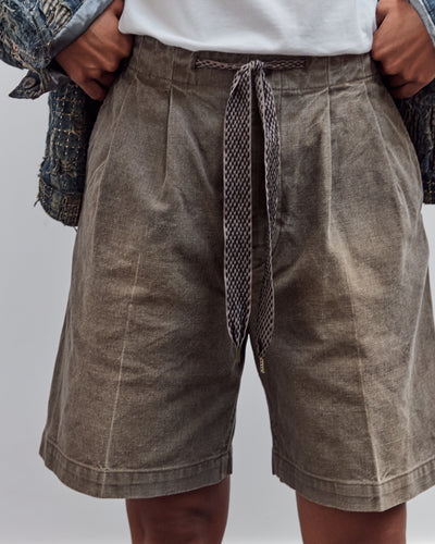Canvas Easy Short Trouser (Center Pleated), Dark Khaki