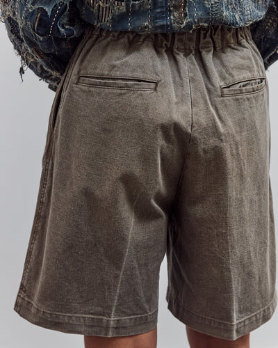 Canvas Easy Short Trouser (Center Pleated), Dark Khaki