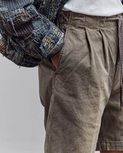 Canvas Easy Short Trouser (Center Pleated), Dark Khaki