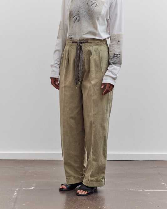 Canvas Easy Trouser (Center Pleated), Light Khaki