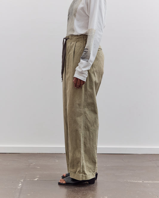 Canvas Easy Trouser (Center Pleated), Light Khaki
