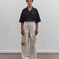 Soft Linen Open Collar Big Shirt, Black