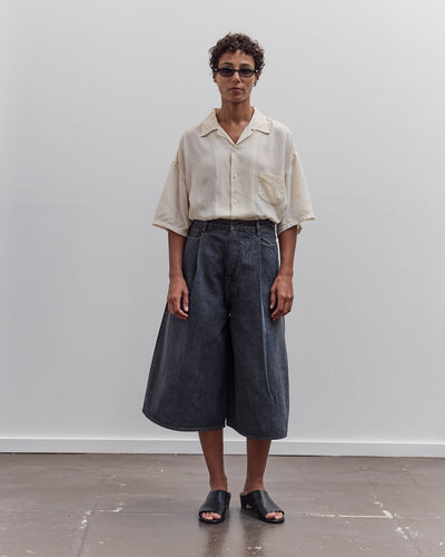 Soft Linen Open Collar Big Shirt, Ecru