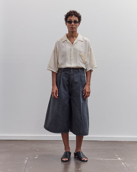 Soft Linen Open Collar Big Shirt, Ecru