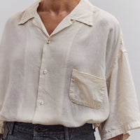 Soft Linen Open Collar Big Shirt, Ecru