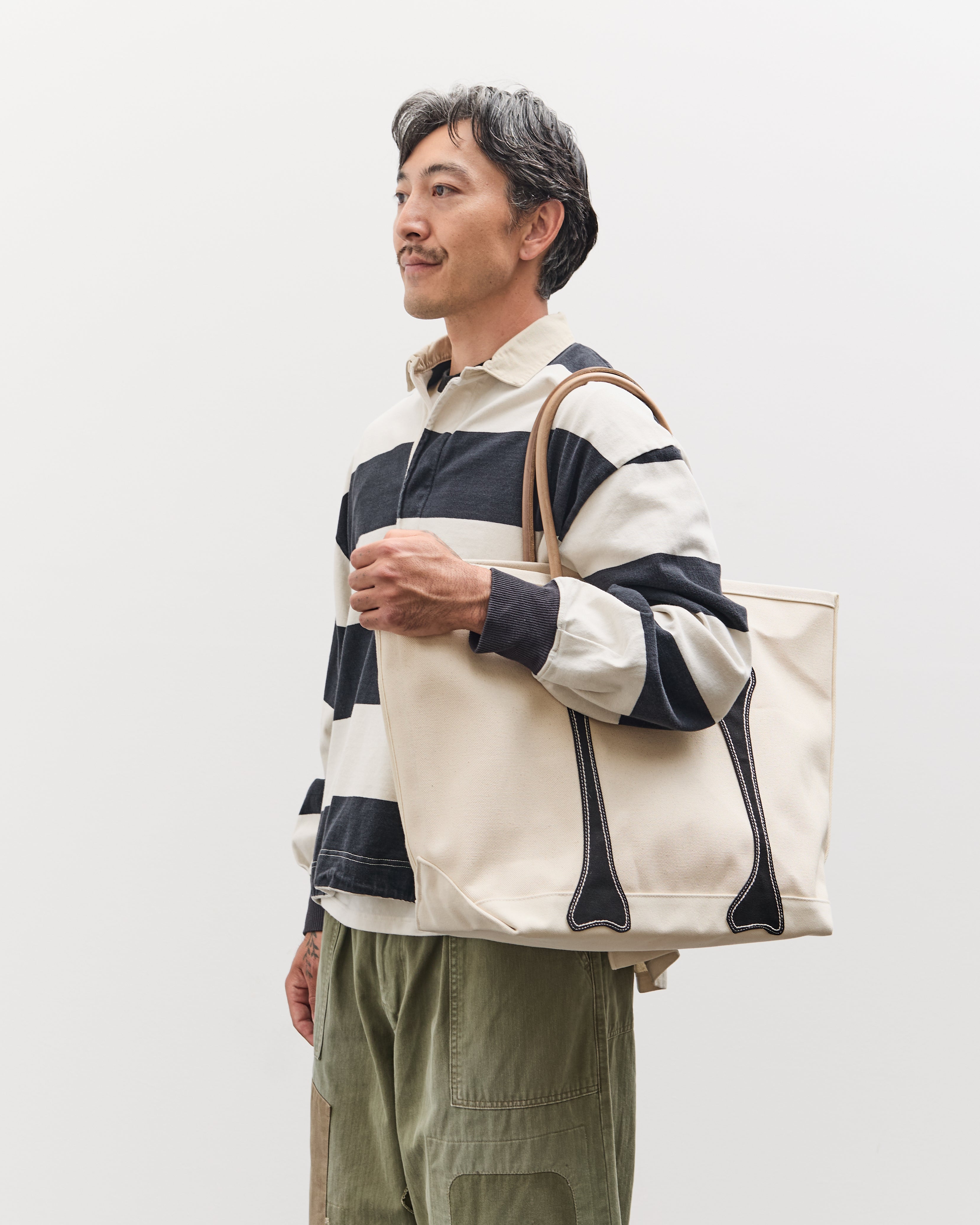 Kapital #4 Canvas KO.TSU.KO.TSU. Tote Bag, ECRxBlack – Glasswing