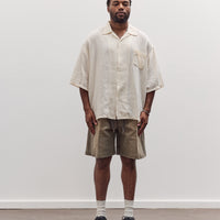 Unisex Soft Linen Open Collar Big Shirt, Ecru