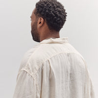 Unisex Soft Linen Open Collar Big Shirt, Ecru