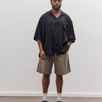 Unisex Soft Linen Open Collar Big Shirt, Black