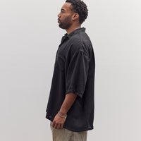 Unisex Soft Linen Open Collar Big Shirt, Black