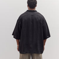 Unisex Soft Linen Open Collar Big Shirt, Black