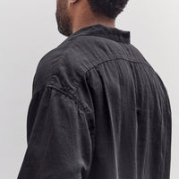 Unisex Soft Linen Open Collar Big Shirt, Black
