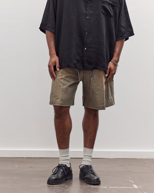 Canvas Easy Short Trouser (Center Pleated) Unisex, Dark Khaki