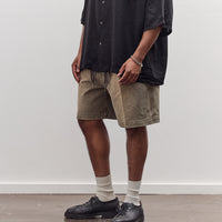 Canvas Easy Short Trouser (Center Pleated) Unisex, Dark Khaki