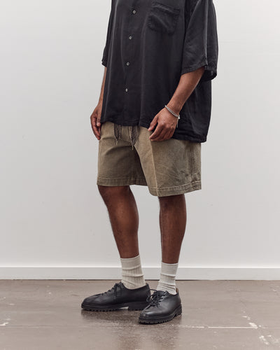 Canvas Easy Short Trouser (Center Pleated) Unisex, Dark Khaki