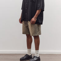 Canvas Easy Short Trouser (Center Pleated) Unisex, Dark Khaki