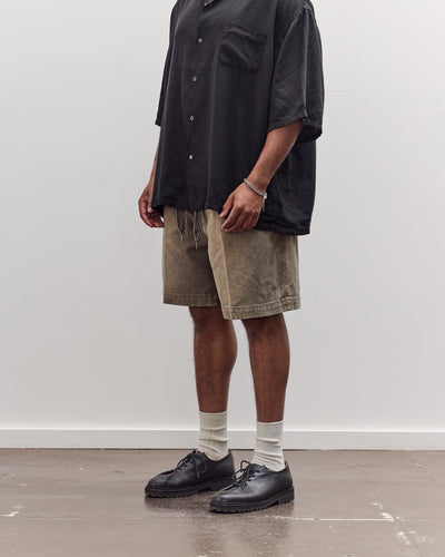Canvas Easy Short Trouser (Center Pleated) Unisex, Dark Khaki