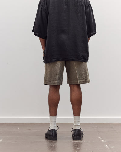 Canvas Easy Short Trouser (Center Pleated) Unisex, Dark Khaki