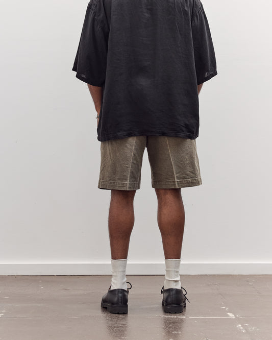 Canvas Easy Short Trouser (Center Pleated) Unisex, Dark Khaki