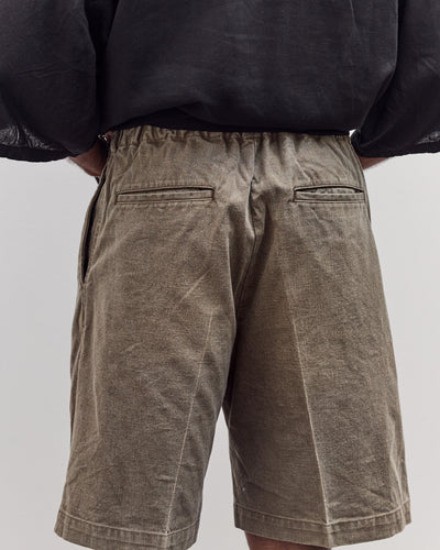 Canvas Easy Short Trouser (Center Pleated) Unisex, Dark Khaki