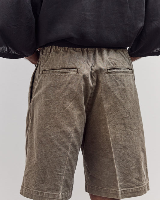 Canvas Easy Short Trouser (Center Pleated) Unisex, Dark Khaki