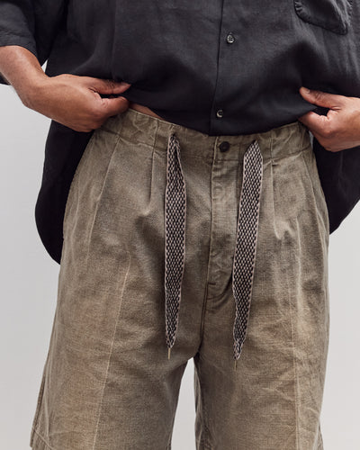 Canvas Easy Short Trouser (Center Pleated) Unisex, Dark Khaki