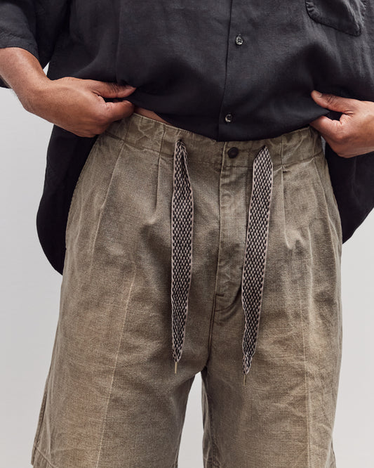 Canvas Easy Short Trouser (Center Pleated) Unisex, Dark Khaki
