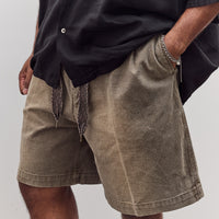 Canvas Easy Short Trouser (Center Pleated) Unisex, Dark Khaki