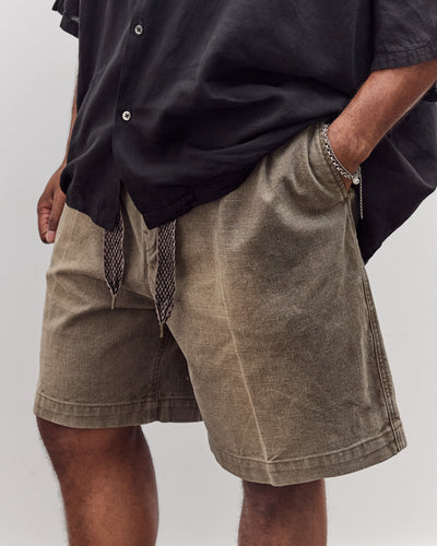 Canvas Easy Short Trouser (Center Pleated) Unisex, Dark Khaki