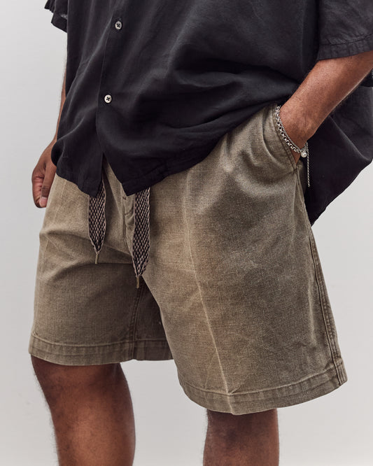 Canvas Easy Short Trouser (Center Pleated) Unisex, Dark Khaki