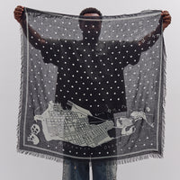 Fringed Square Stole Kayo Hueso, Black