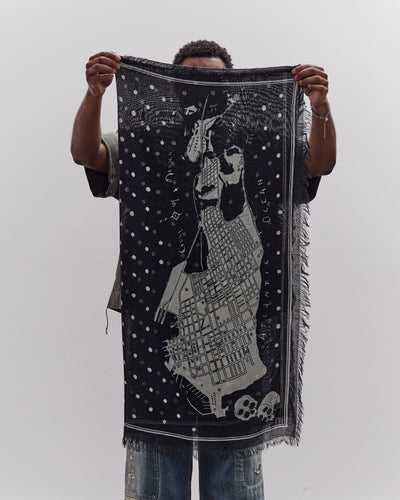 Fringed Square Stole Kayo Hueso, Black