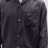 Kapital Cupra Cotton Twill Open Collar Drizzler Jacket Unisex, Black