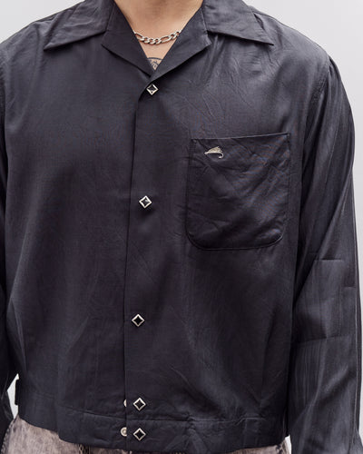 Kapital Cupra Cotton Twill Open Collar Drizzler Jacket Unisex, Black