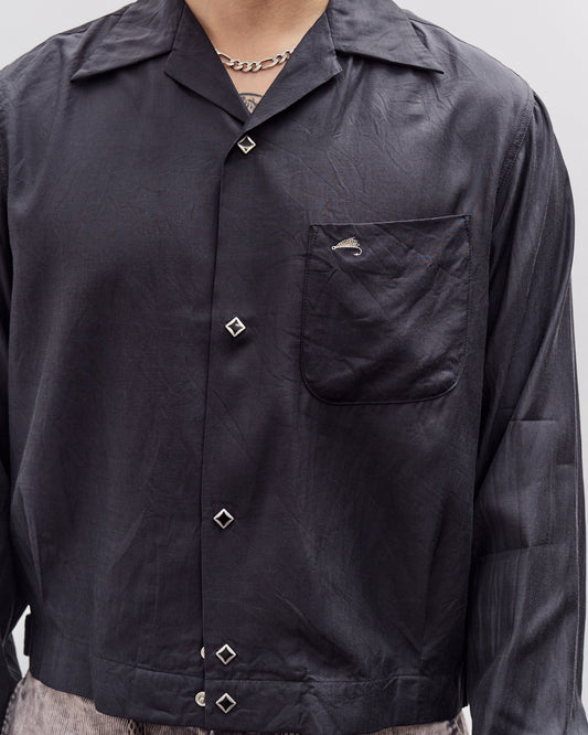 Kapital Cupra Cotton Twill Open Collar Drizzler Jacket Unisex, Black