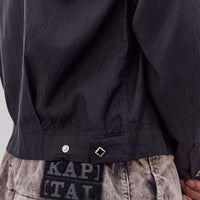 Kapital Cupra Cotton Twill Open Collar Drizzler Jacket Unisex, Black