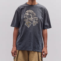 Kapital Jersey Crew T Rain Skull, Black